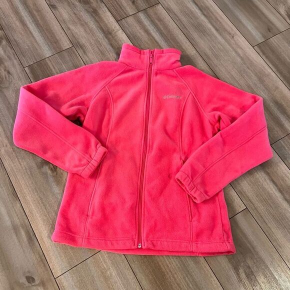 ‎Columbia Pink Fleece Full Zip Jacket Women Medium Coat - Picture 1 of 4